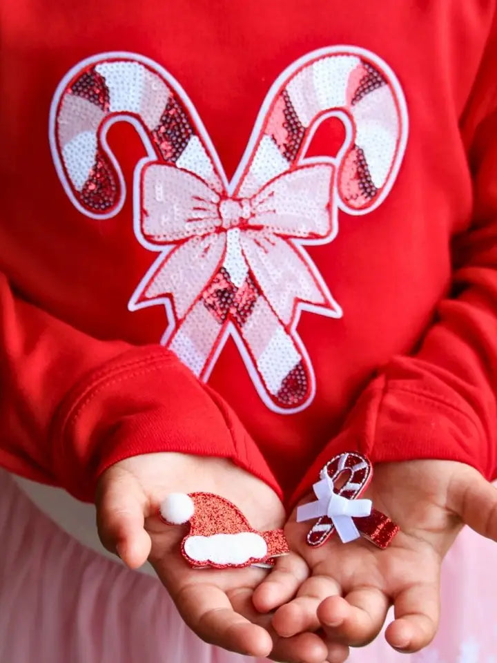 candy cane patch Christmas sweatshirt