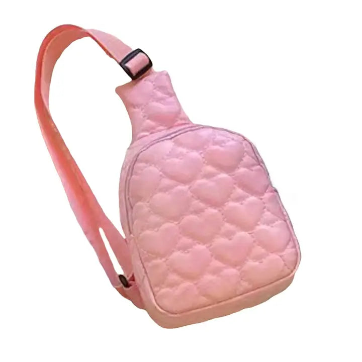 little girl heart quilted crossbody bag