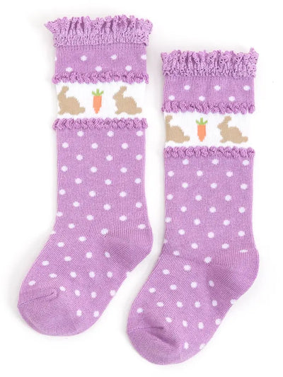 purple bunny lace top socks