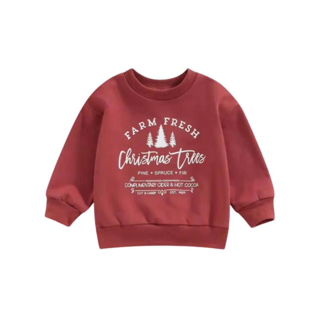 red fresh farm tree sweatshirt