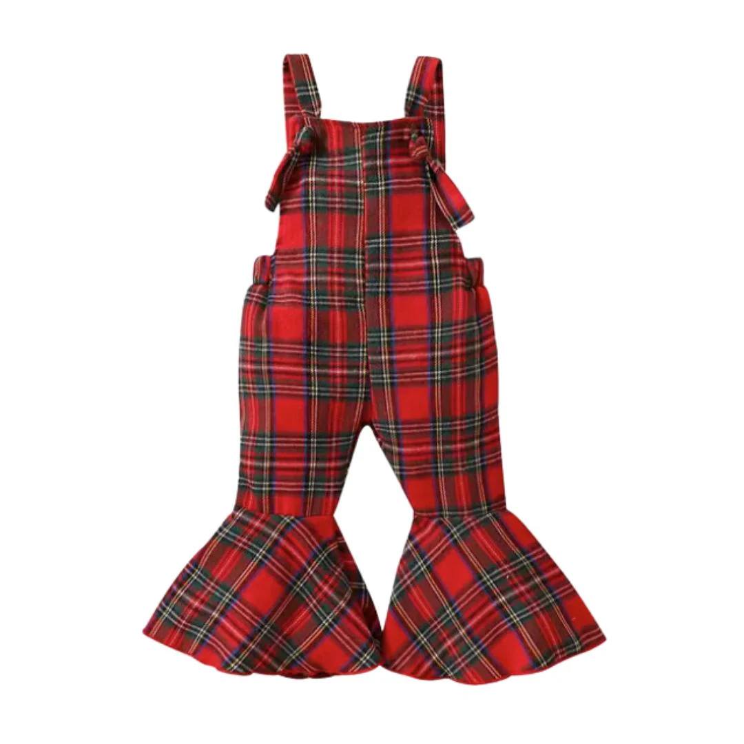 red plaid bell jumpsuit