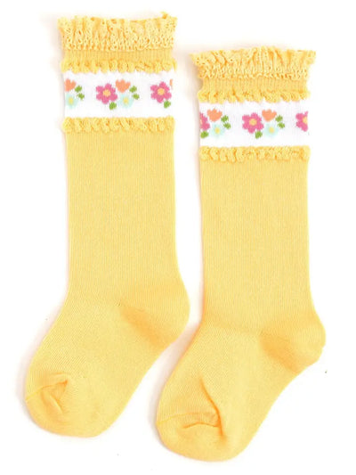 buttercup blooms lace top socks