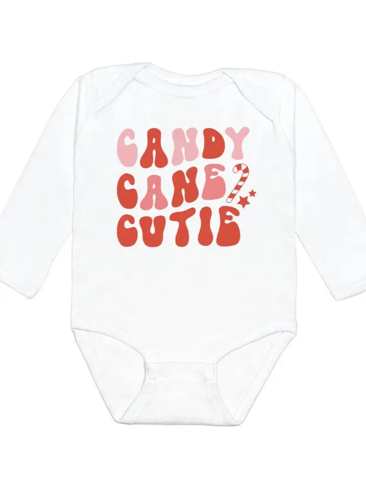 candy cane cutie Christmas long sleeve bodysuit