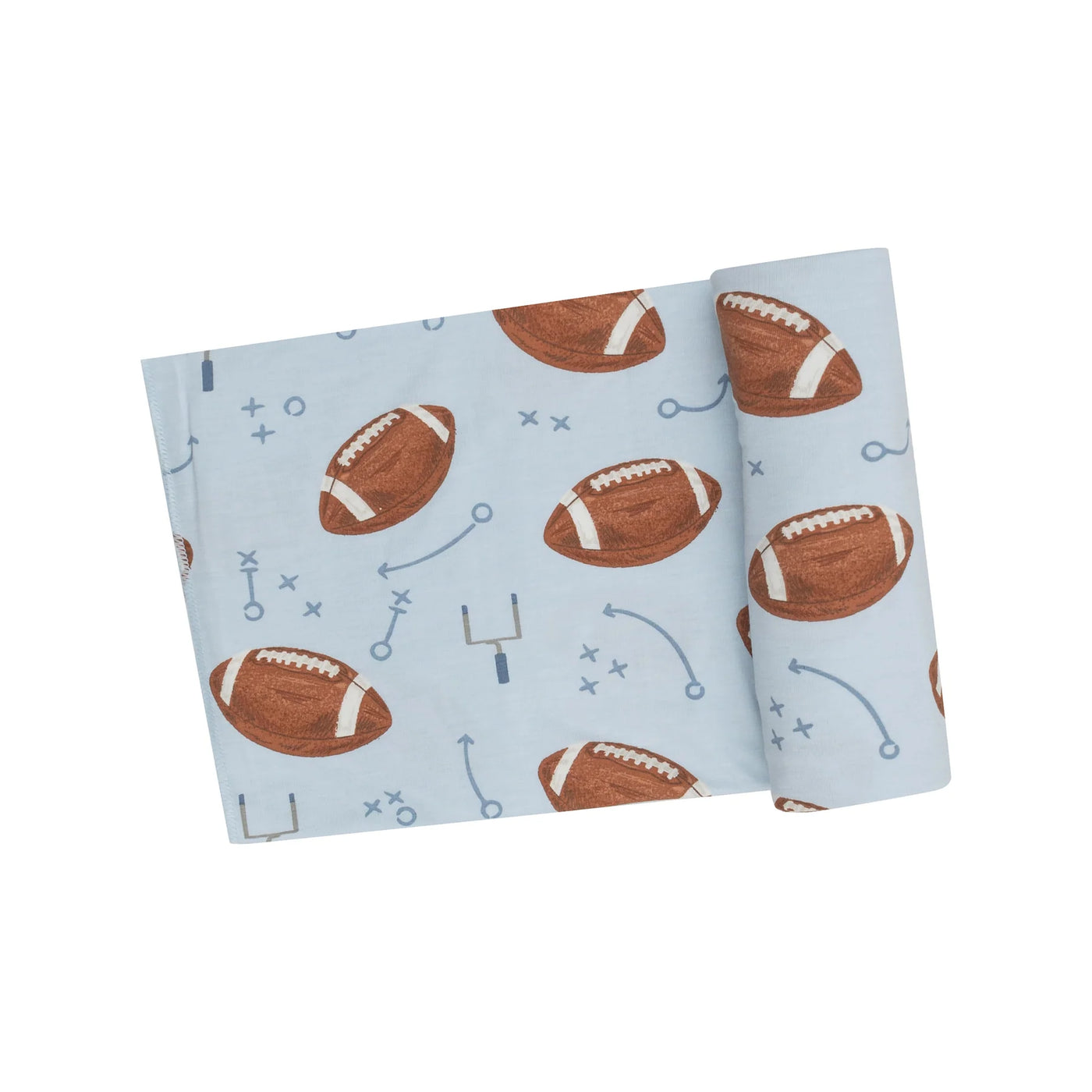 footballs blue swaddle