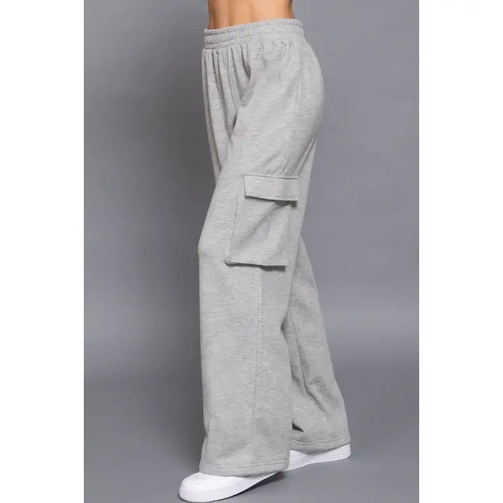 gray cargo wide leg sweatpant