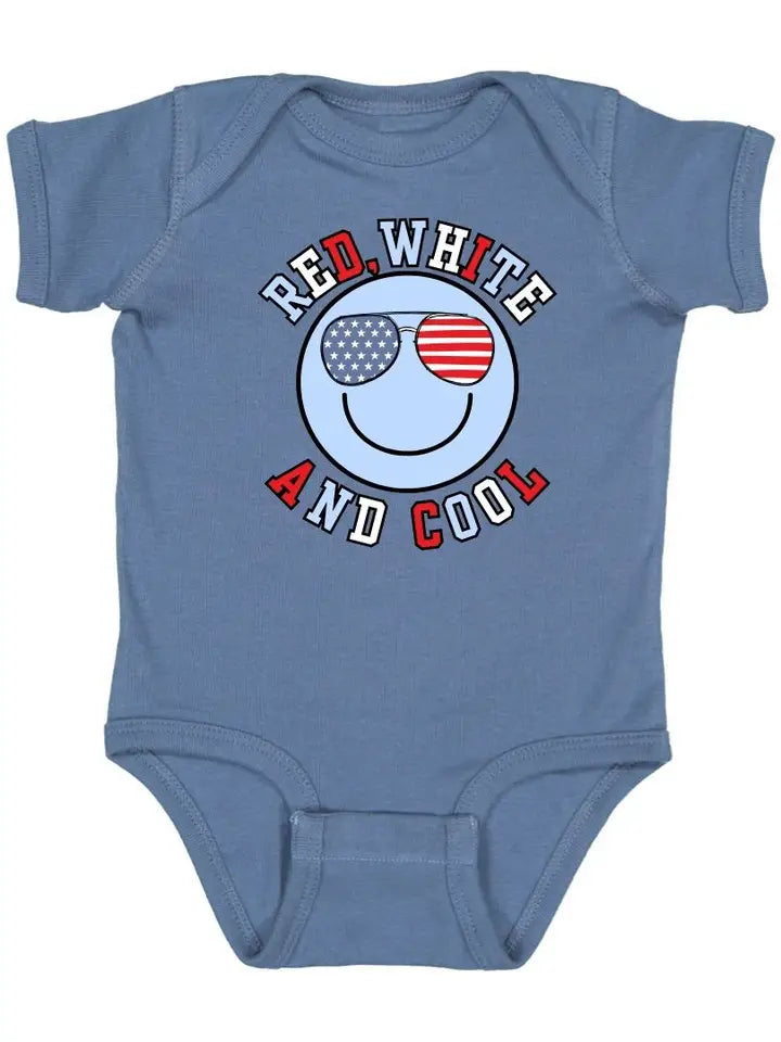 red, white and cool patriotic onesie