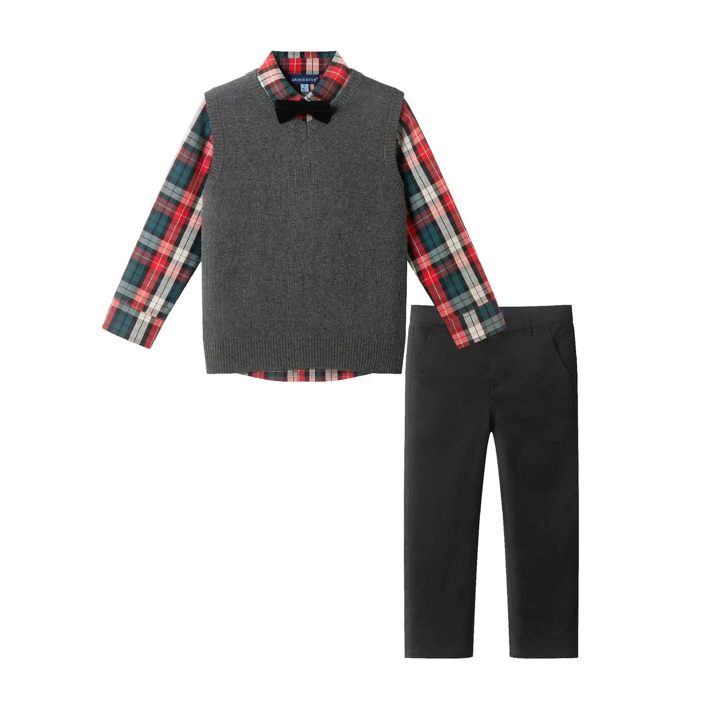 kids red plaid 3 piece set