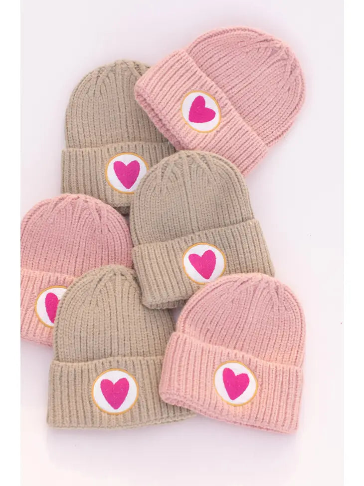 kids heart knit beanie