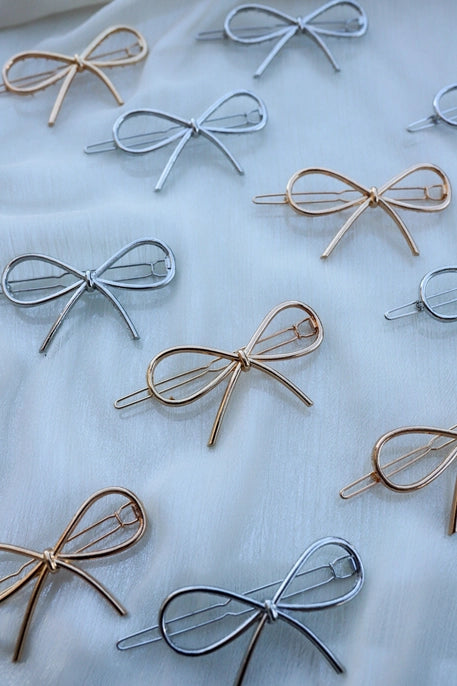 dainty metal bow barrette