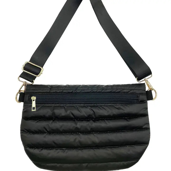 black puffer crossbody bag