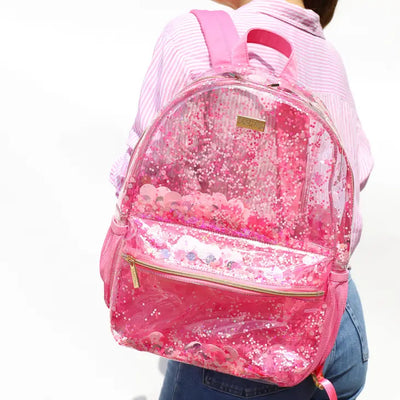 pink party confetti pink backpack