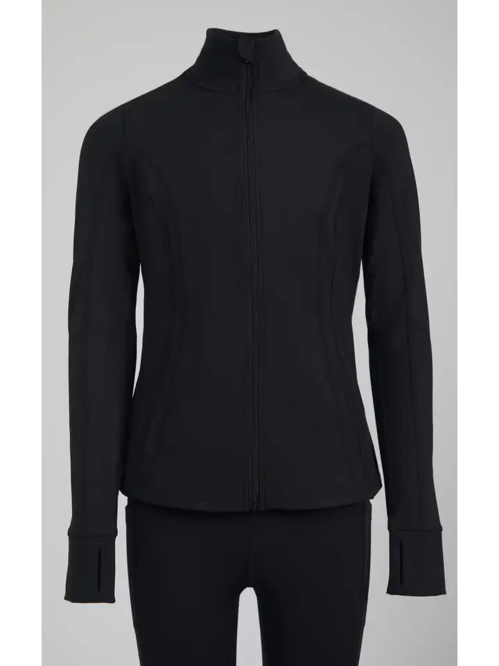 tween black full zip active jacket