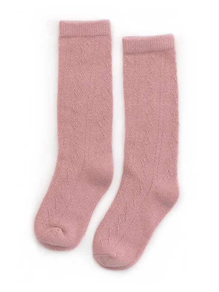 blush fancy knee high socks