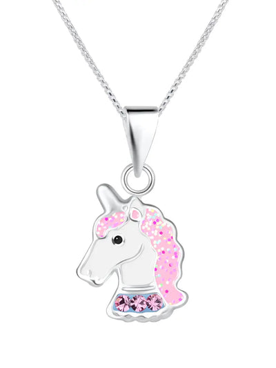 sterling silver girls stardust unicorn necklace for kids