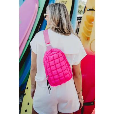 hot pink quilted cute sling bag