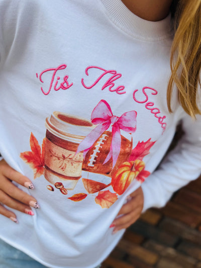 fall tis the season embroidered sweatshirt