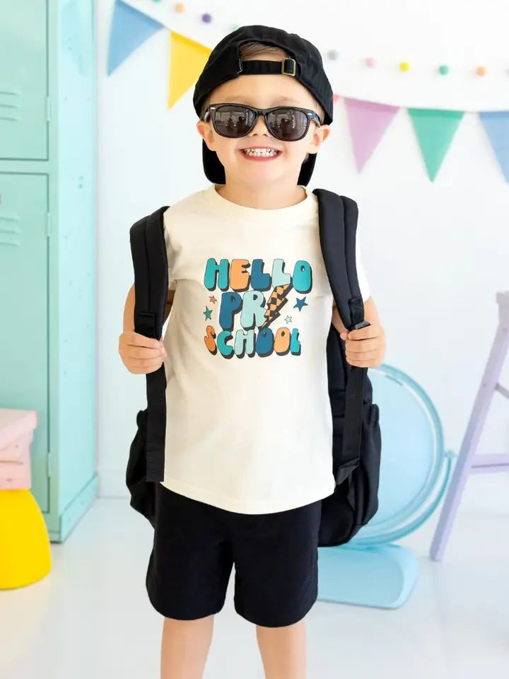 hello preschool short sleeve tee