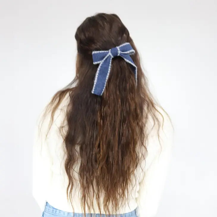 denim knit bow