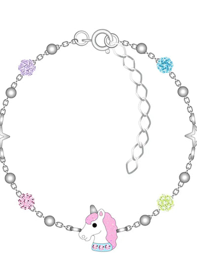 sterling silver rainbow unicorn bracelet for kids