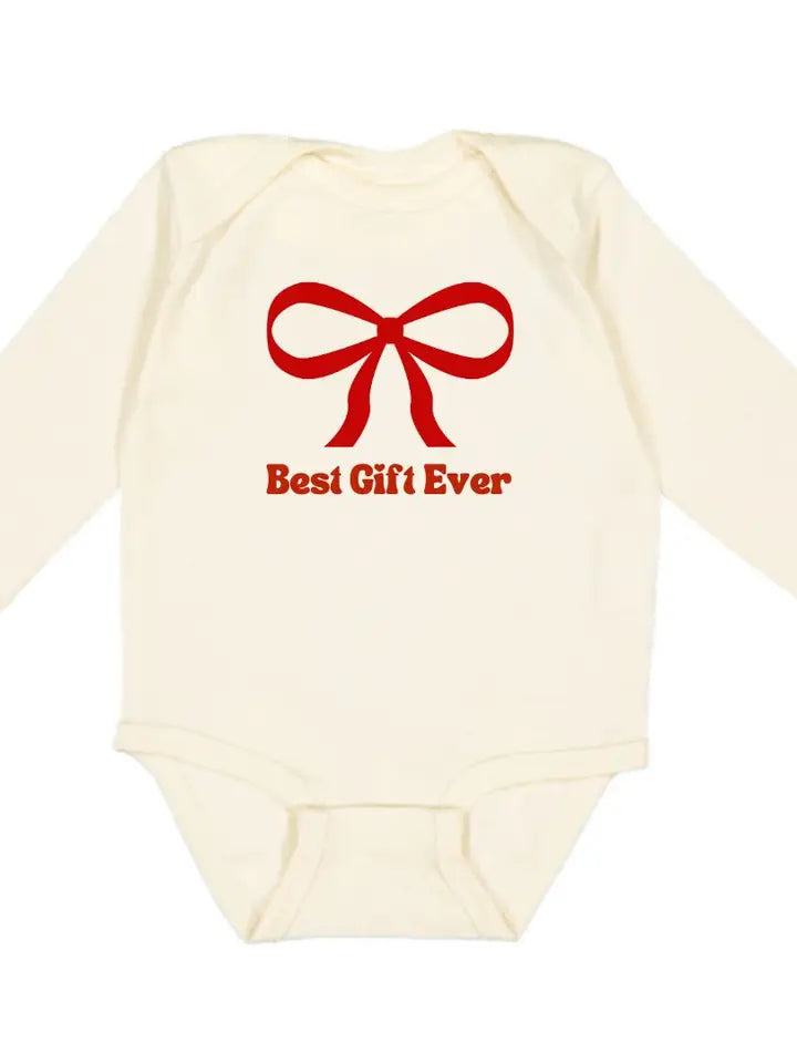 best gift ever bow Christmas onesie