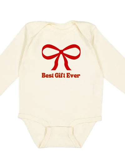 best gift ever bow Christmas onesie