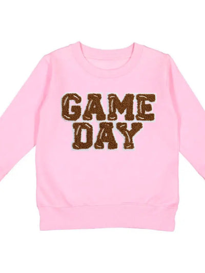 pink football patch sweatshirt