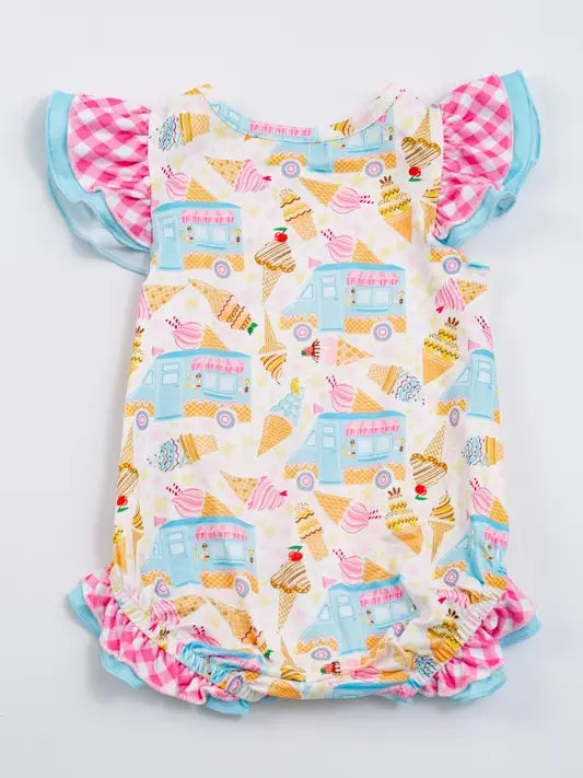 ice cream truck baby summer romper