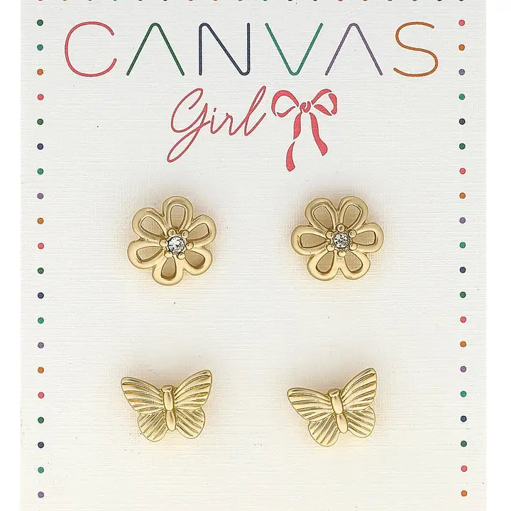 cleo open flower & butterfly earrings