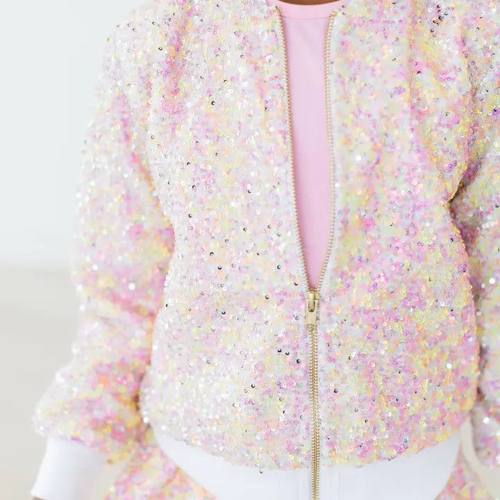 spring rainbow sequin jacket