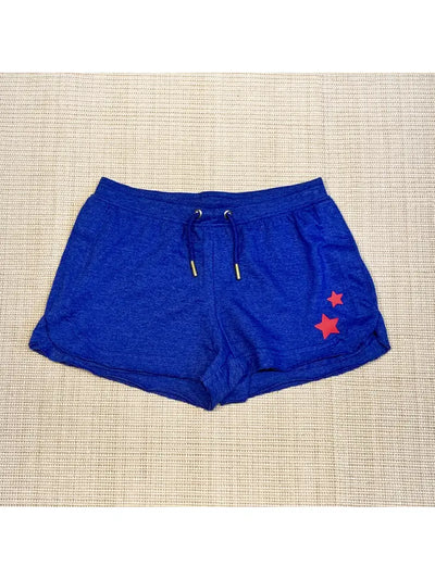 blue raw edge star shorts