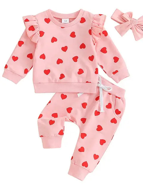 pink/red heart loungewear outfit