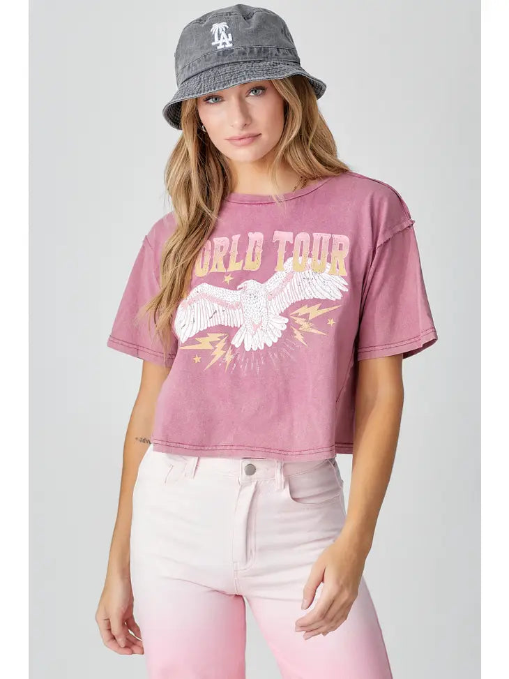 orchid world tour oversize crop tee