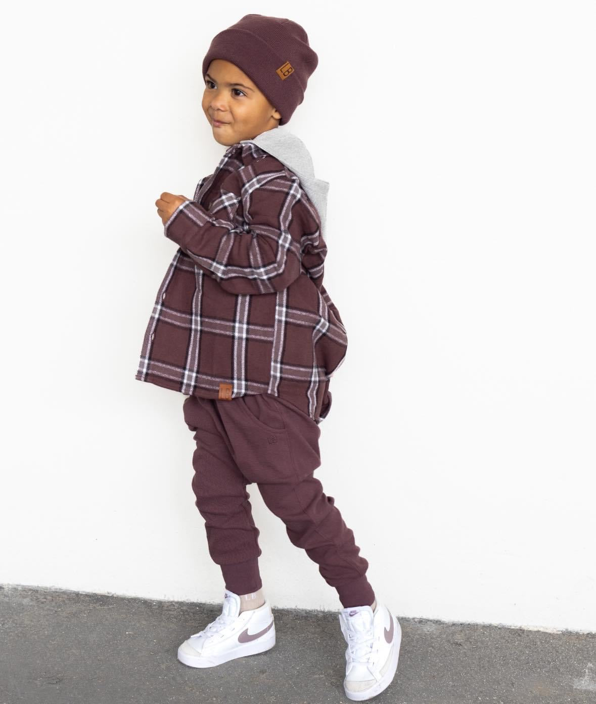 little bipsy hooded flannel - huckleberry