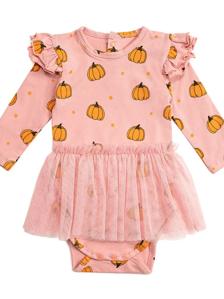 pumpkin blush long sleeve tutu dress romper