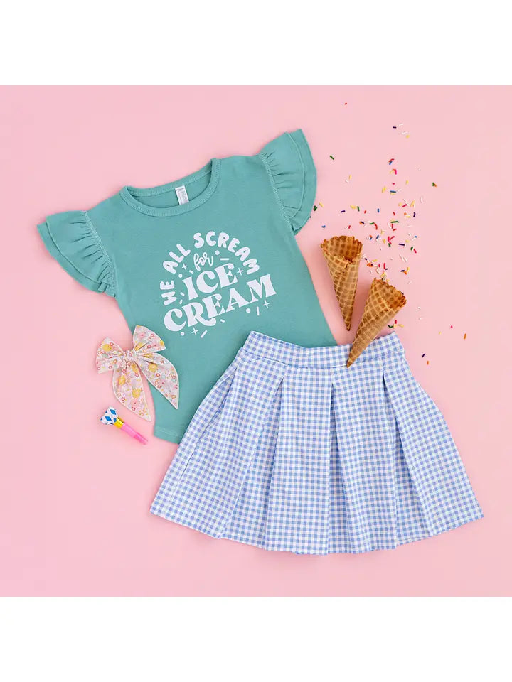 we all scream for ice cream girl ruffled top teal