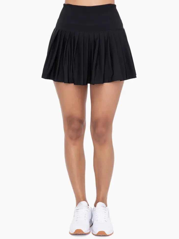 black pleated tennis skort