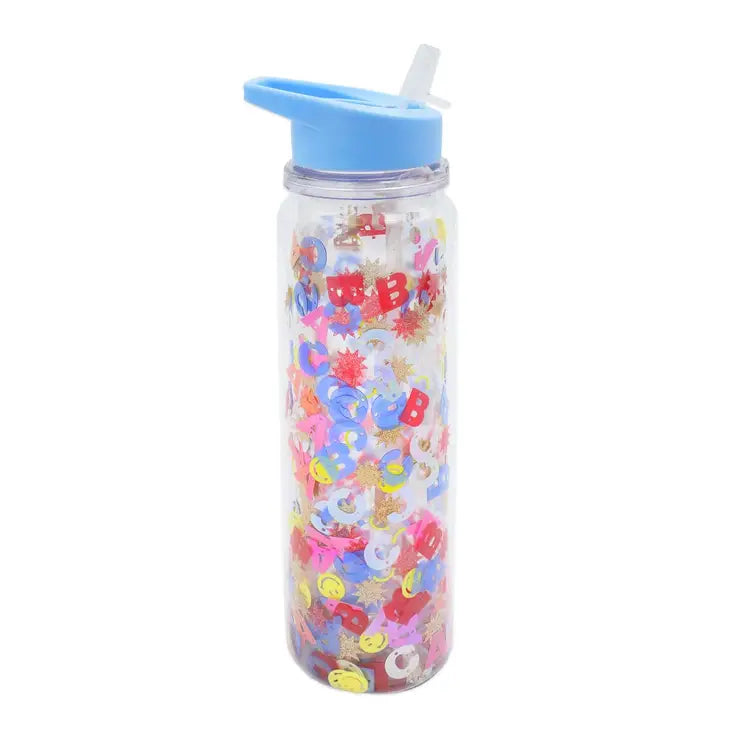 little letters confetti water bottle
