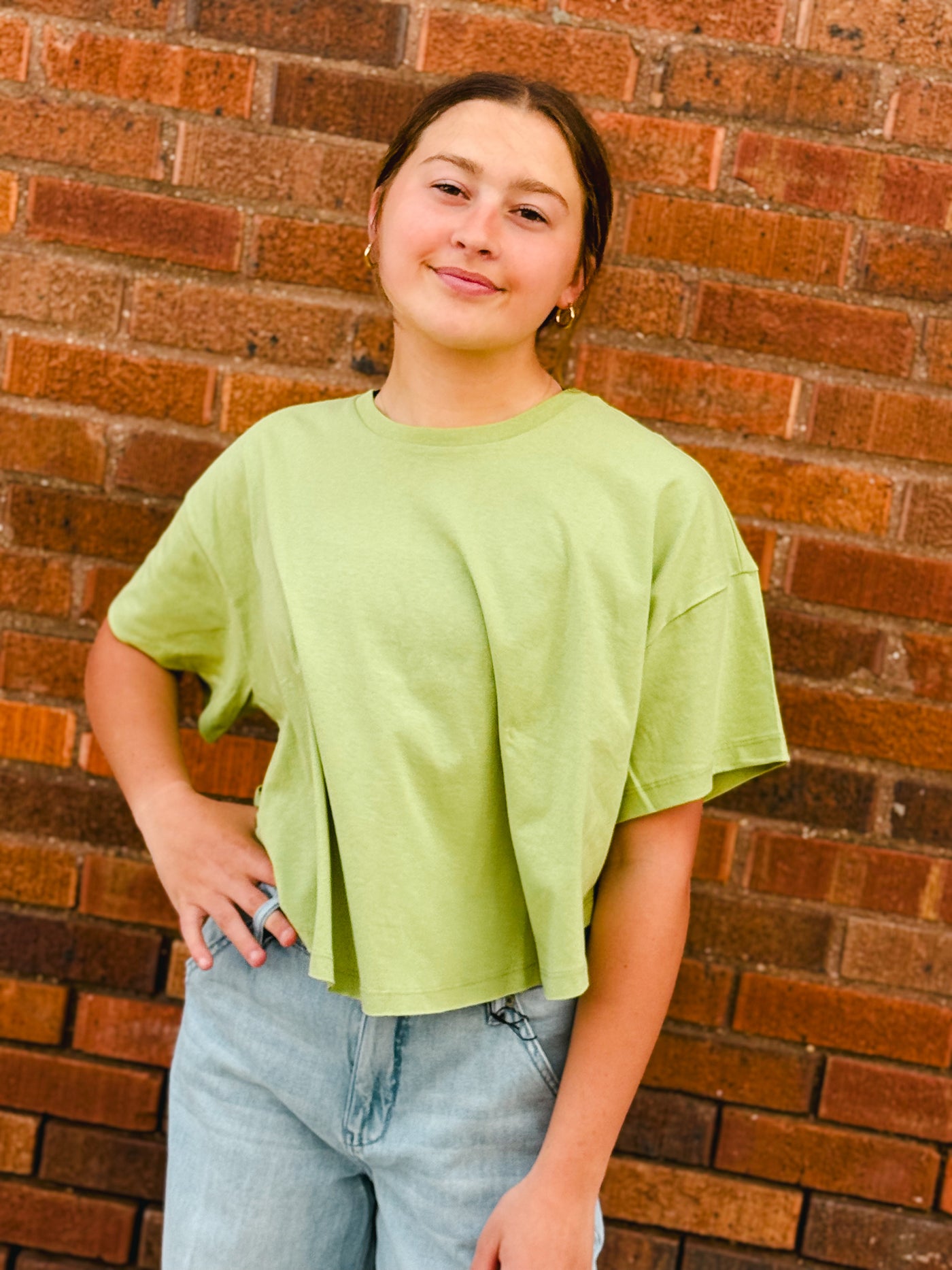 pale olive flutter sleeve tee