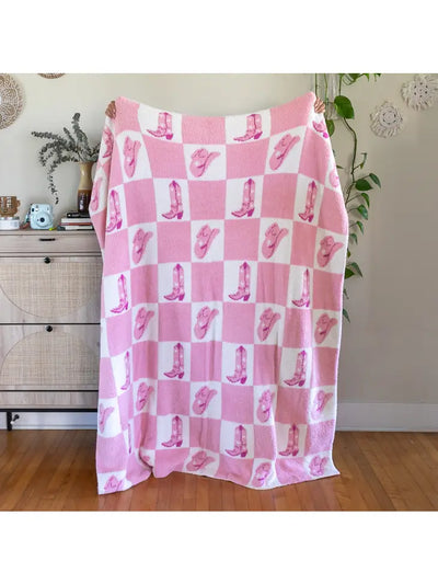 pink rodeo checker blanket