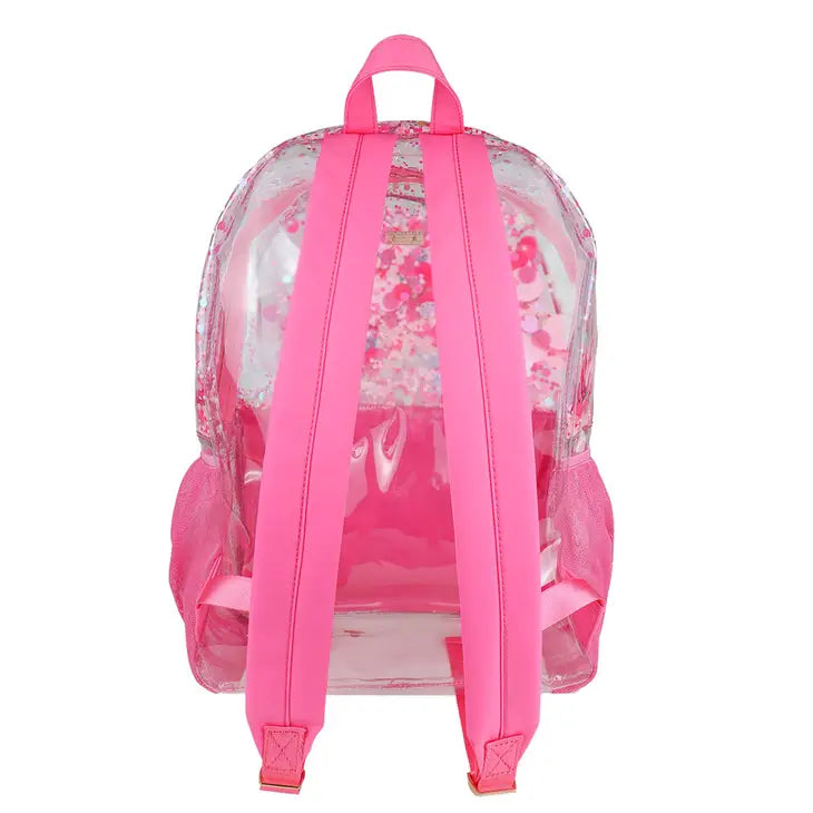 pink party confetti pink backpack