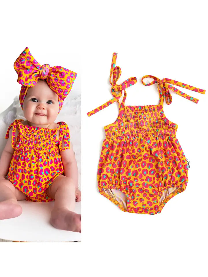 Bamboo Bubble Romper Smocked Summer Baby Clothing - Kelly