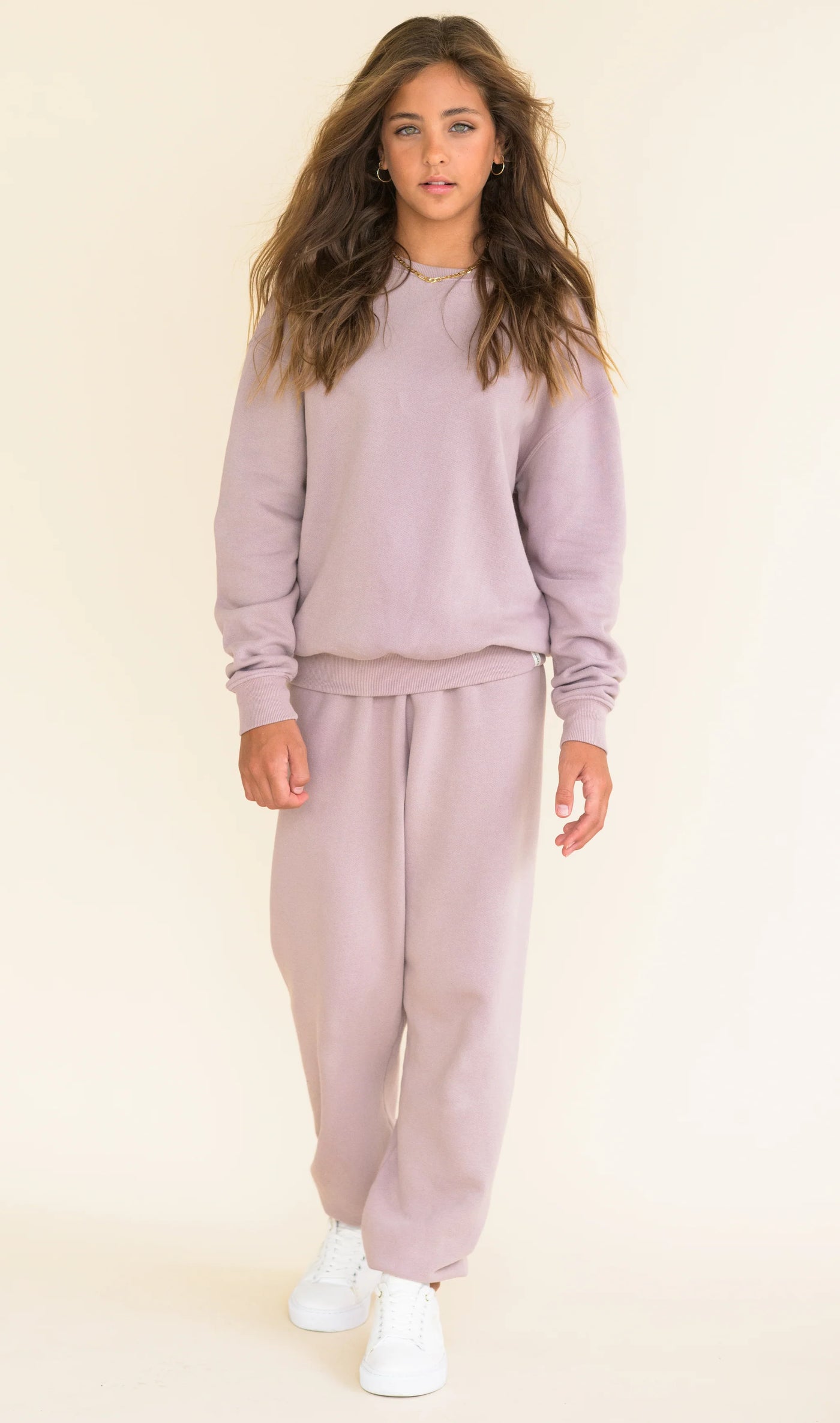 kaveah dusty rose cotton fleece shirred jogger