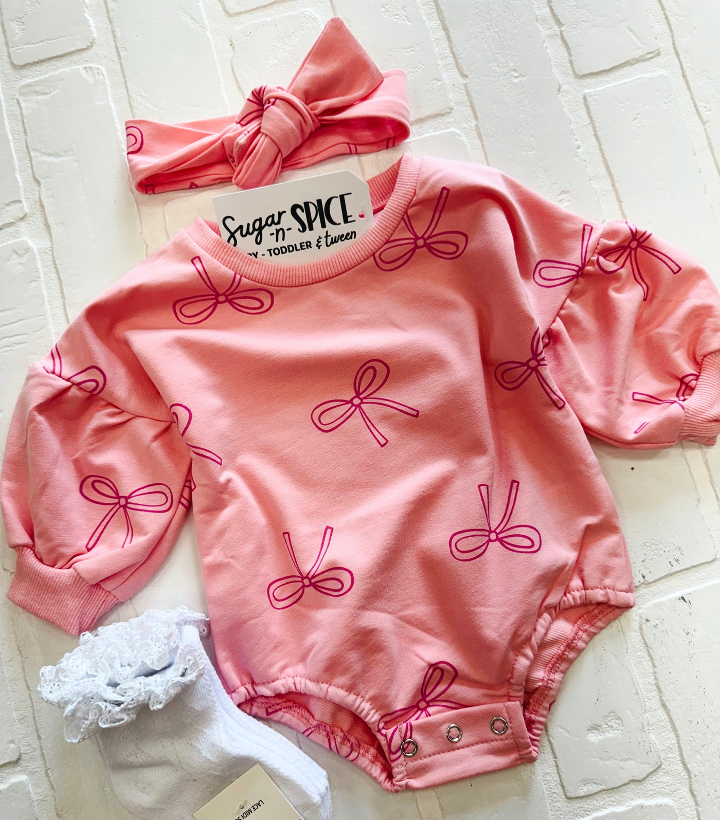 coquette pink bubble romper