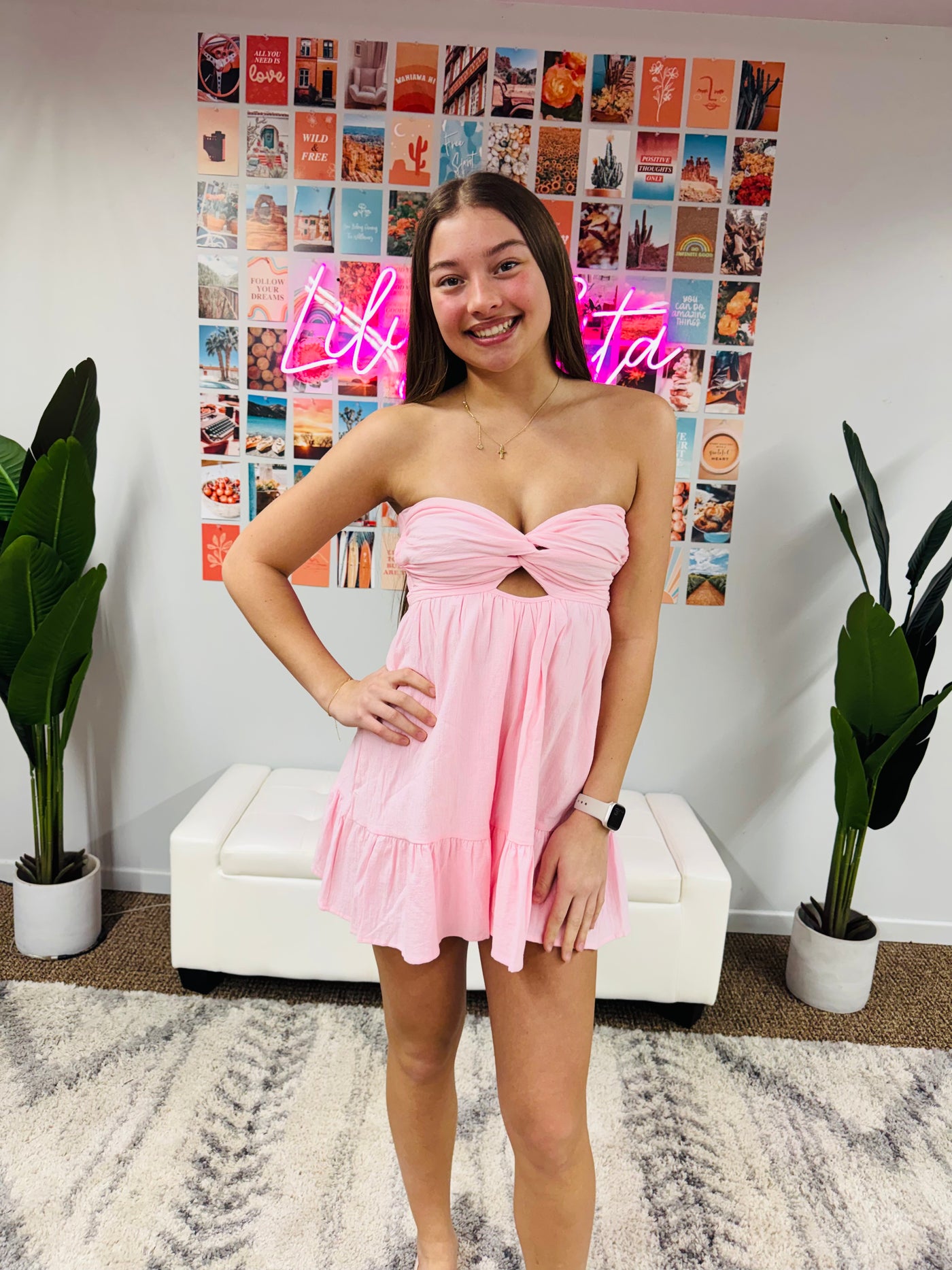 cotton strapless mini dress 'Mar' Cotton Candy Twill Strapless Mini Dress