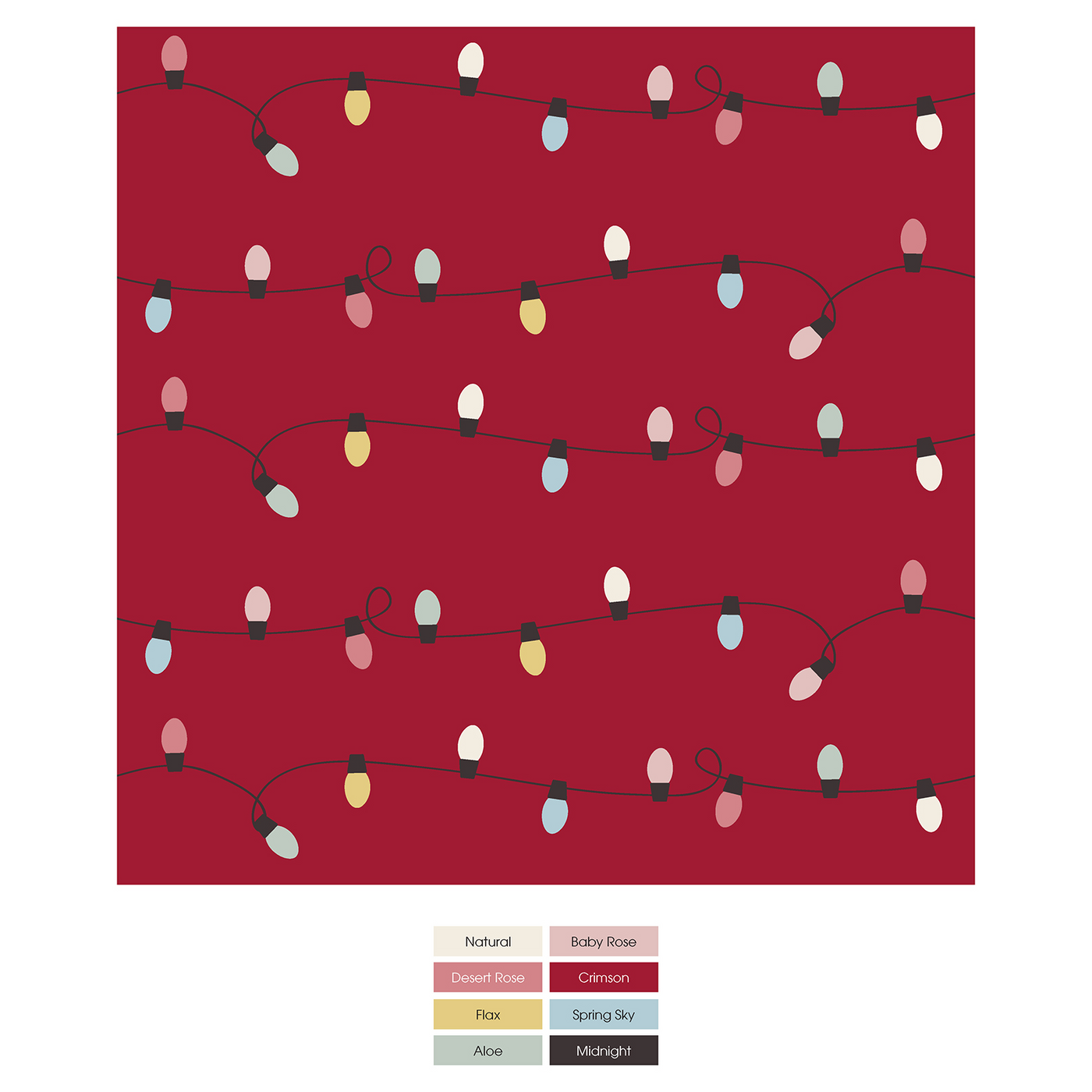 crimson holiday lights print footie w/ 2 way zipper