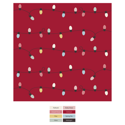 crimson holiday lights print footie w/ 2 way zipper