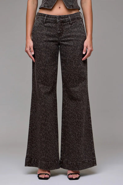 happy brown cheetah stretch trouser jean