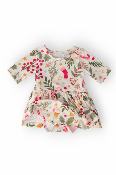 Holly Jolly Christmas 3/4 Sleeve Twirl Bodysuit