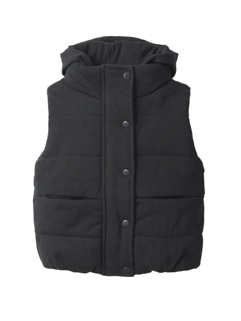 little bipsy hooded puffer vest in black