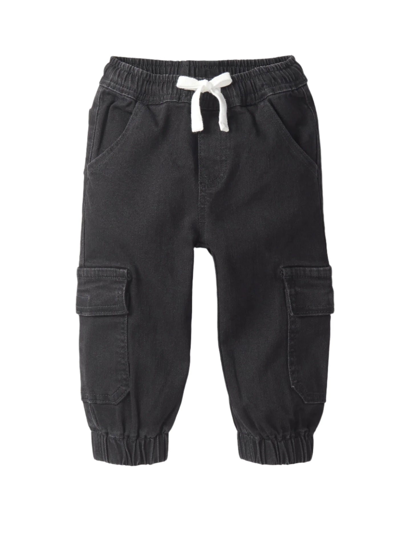 black wash cargo denim jogger